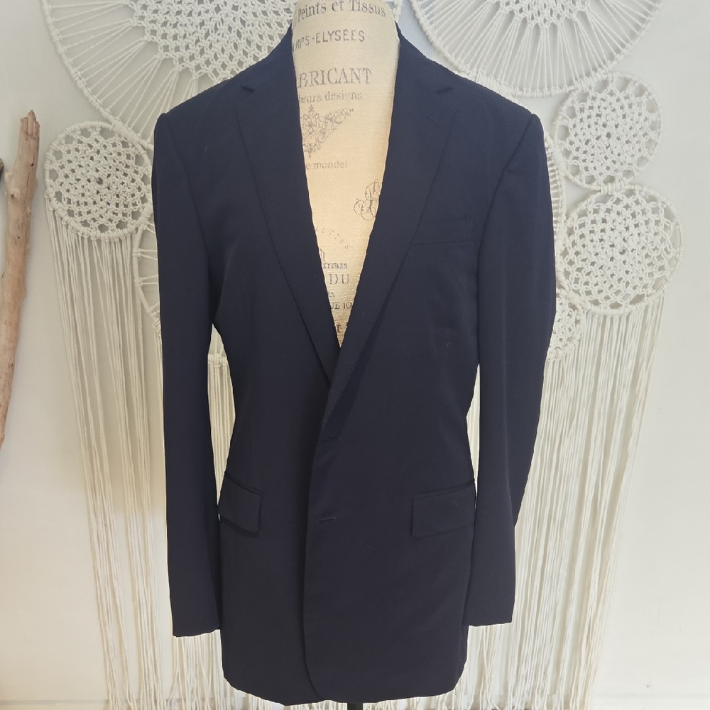Ralph Lauren Black Label Black Sport Coat with Notched Lapels